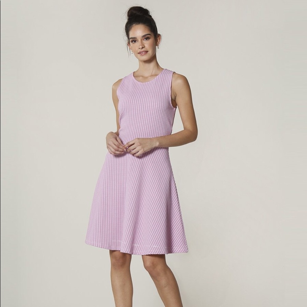 NWT Leota Ava A-Line Dress Gingham Pink Size M